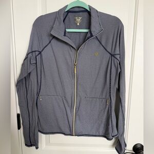 LILLY PULITZER KAPRI LUXLETIC ZIPUP TOP SIZE XL BLUE STRIPE